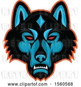Vector Clip Art of Retro Red Eyed Timber Wolf Mascot Head by Patrimonio