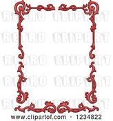 Vector Clip Art of Retro Red Floral Frame by BNP Design Studio