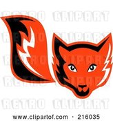 Vector Clip Art of Retro Red Fox Face and Tail by Patrimonio