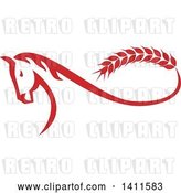 Vector Clip Art of Retro Red Horse with a Malt Wheat Tail, Forming a Mobius Strip by Patrimonio