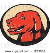 Vector Clip Art of Retro Red Labrador Retriever Head in a Black and Tan Oval by Patrimonio