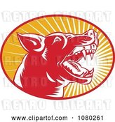 Vector Clip Art of Retro Red Orange and White Attacking Dog by Patrimonio