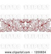 Vector Clip Art of Retro Red Ornate Floral Border by Vector Tradition SM