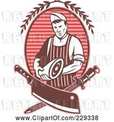 Vector Clip Art of Retro Red Styled Butcher by Patrimonio