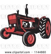 Vector Clip Art of Retro Red Tractor by Patrimonio