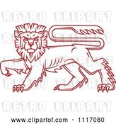 Vector Clip Art of Retro Red Walking Heraldic Lion by Vector Tradition SM