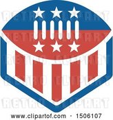 Vector Clip Art of Retro Red White and Blue American Football with Stars and Stripes by Patrimonio