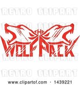 Vector Clip Art of Retro Red Wolf Heads over Text by Patrimonio