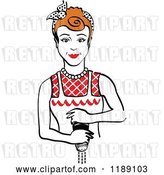 Vector Clip Art of Retro Redhead Housewife or Maid Lady Grinding Fresh Pepper 2 by Andy Nortnik