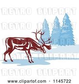 Vector Clip Art of Retro Reindeer on a Frozen Lake by Patrimonio