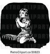 Vector Clip Art of Retro Religious Girl Praying 2 by Prawny Vintage