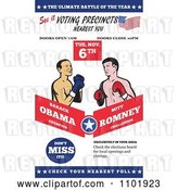 Vector Clip Art of Retro Republican American Presidential Candidate Mitt Romney and President Barack Obama Boxing by Patrimonio