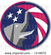 Vector Clip Art of Retro Republican Elephant Spraying American Stars and Stripes in a Circle by Patrimonio