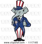 Vector Clip Art of Retro Republican GOP Party Elephant Uncle Sam Holding a Thumb up by Patrimonio