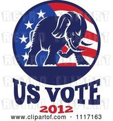 Vector Clip Art of Retro Republican Political Party Elephant and Flag with Us Vote 2012 Text 1 by Patrimonio