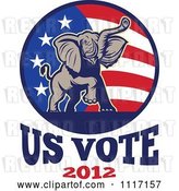 Vector Clip Art of Retro Republican Political Party Elephant and Flag with Us Vote 2012 Text 2 by Patrimonio