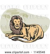 Vector Clip Art of Retro Resting Lion by Patrimonio