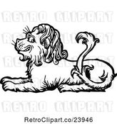 Vector Clip Art of Retro Resting Lion by Prawny Vintage