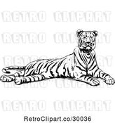 Vector Clip Art of Retro Resting Tiger by Prawny Vintage
