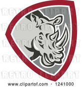 Vector Clip Art of Retro Rhino in a Gray and Maroon Shield by Patrimonio