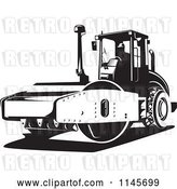 Vector Clip Art of Retro Road Roller Tractor by Patrimonio
