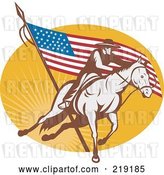 Vector Clip Art of Retro Rodeo Cowboy and American Flag Logo by Patrimonio