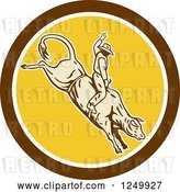 Vector Clip Art of Retro Rodeo Cowboy on a Bucking Bull in a Circle by Patrimonio