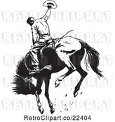 Vector Clip Art of Retro Rodeo Cowboy on a Bucking Horse 1 by BestVector