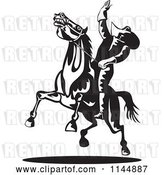 Vector Clip Art of Retro Rodeo Cowboy on a Bucking Horse 1 by Patrimonio