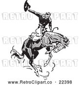 Vector Clip Art of Retro Rodeo Cowboy on a Bucking Horse 2 by BestVector