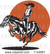 Vector Clip Art of Retro Rodeo Cowboy on a Bucking Horse 2 by Patrimonio