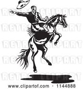 Vector Clip Art of Retro Rodeo Cowboy on a Bucking Horse 2 by Patrimonio