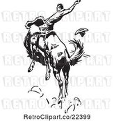 Vector Clip Art of Retro Rodeo Cowboy on a Bucking Horse 3 by BestVector