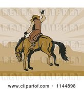 Vector Clip Art of Retro Rodeo Cowboy on a Bucking Horse 3 by Patrimonio