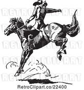 Vector Clip Art of Retro Rodeo Cowboy on a Bucking Horse 4 by BestVector