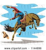 Vector Clip Art of Retro Rodeo Cowboy on a Bucking Horse 4 by Patrimonio