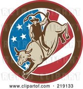 Vector Clip Art of Retro Rodeo Cowboy Riding a Bull Logo - 1 by Patrimonio