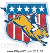 Vector Clip Art of Retro Rodeo Cowboy Riding a Bull Logo - 2 by Patrimonio