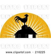 Vector Clip Art of Retro Rooster Atop a Barn by Patrimonio