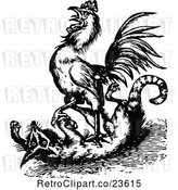 Vector Clip Art of Retro Rooster Attacking a Fox by Prawny Vintage