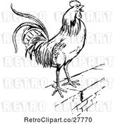 Vector Clip Art of Retro Rooster on a Wall by Prawny Vintage