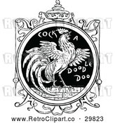 Vector Clip Art of Retro Rooster with Cock a Doodle Doo Text by Prawny Vintage