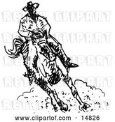 Vector Clip Art of Retro Roper Cowboy on a Horse by Andy Nortnik