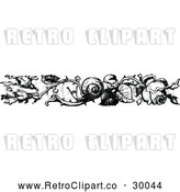 Vector Clip Art of Retro Rose and Snail Border by Prawny Vintage