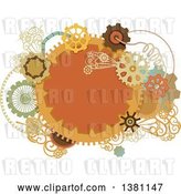 Vector Clip Art of Retro Round Steampunk Frame with Gear Cog Wheels and Pipes by BNP Design Studio