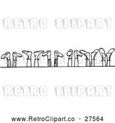 Vector Clip Art of Retro Row of Feet in the Air by Prawny Vintage