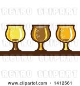 Vector Clip Art of Retro Row of Light, Dark and Ale Beer Glasses by Patrimonio