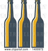 Vector Clip Art of Retro Row of Long Neck Beer Bottles by Patrimonio