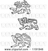 Vector Clip Art of Retro Royal Heraldic Lions by Vector Tradition SM