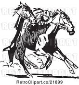 Vector Clip Art of Retro Royalty-Free (RF) Clipart Illustration of Racing Horses by BestVector